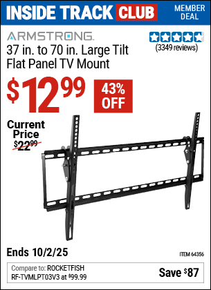 Harbor Freight Coupons, HF Coupons, 20% off - ARMSTRONG Large Tilt Flat Panel TV Mount for $19.99