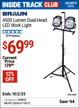 Harbor Freight Coupons, HF Coupons, 20% off - 4500 Lumen Dual Head Led Work Light
