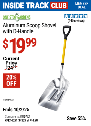 Harbor Freight Coupons, HF Coupons, 20% off - Aluminum Scoop Shovel With D-handle