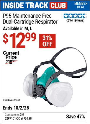 Harbor Freight Coupons, HF Coupons, 20% off - P95 Maintenance-free Dual Cartridge Respirators