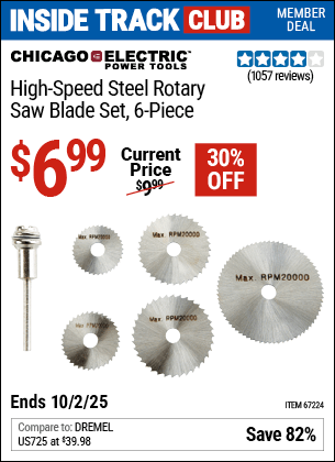 Harbor Freight Coupons, HF Coupons, 20% off - 6 Piece High Speed Rotary Saw Blade Set
