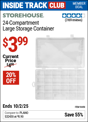 Harbor Freight Coupons, HF Coupons, 20% off - 24 Compartment Large Storage Container