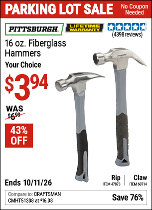 Harbor Freight Coupons, HF Coupons, 20% off - 16 Oz. Fiberglass Handle Hammers