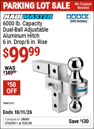 Harbor Freight Coupons, HF Coupons, 20% off - HAUL-MASTER 2-Ball Adjustable Aluminum Hitch for $109.99