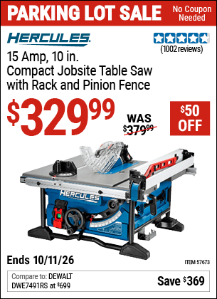 Harbor Freight Coupons, HF Coupons, 20% off - HERCULES 10 in. for $349.99