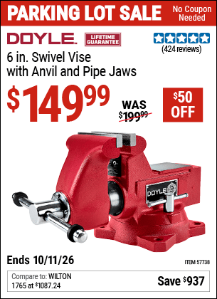 Harbor Freight Coupons, HF Coupons, 20% off - DOYLE 6 in. Swivel Vise with Anvil and Pipe Jaws for $199.99