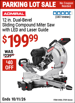 Harbor Freight Coupons, HF Coupons, 20% off - 12 in. Dual-Bevel Sliding Compound Miter Saw with LED & Laser Guide