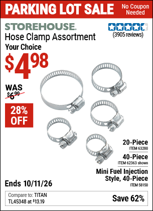 Harbor Freight Coupons, HF Coupons, 20% off - Hose Clamp Assortment Kit for $5.99