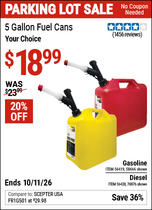 Harbor Freight Coupons, HF Coupons, 20% off - 5 Gallon Gas Can