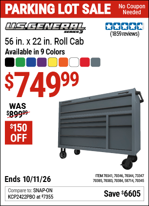 Harbor Freight Coupons, HF Coupons, 20% off - U.S. GENERAL 56 in. Roller Cabinet. Red for $749.99