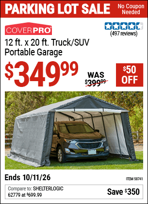 Harbor Freight Coupons, HF Coupons, 20% off - COVERPRO 12 ft. x 20 ft. Truck/SUV Portable Garage 
