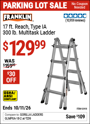 Harbor Freight Coupons, HF Coupons, 20% off - 17 Foot Type Ia Muti Task Ladder