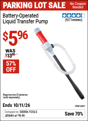 Harbor Freight Coupons, HF Coupons, 20% off - Battery Operated Liquid Transfer Pump