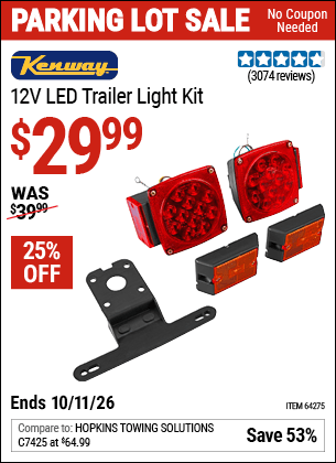 Harbor Freight Coupons, HF Coupons, 20% off - 12 Volt Led Trailer Light Kit