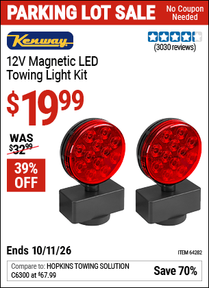 Harbor Freight Coupons, HF Coupons, 20% off - 12 Volt Led Magnetic Towing Light Kit