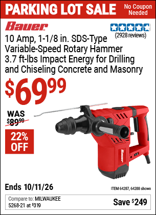 Harbor Freight Coupons, HF Coupons, 20% off - Bauer 10 Amp, 1-1/8
