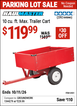 Harbor Freight Coupons, HF Coupons, 20% off - 10 Cu. Ft. Trailer Cart