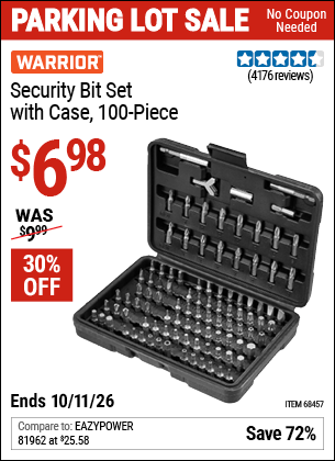 Harbor Freight Coupons, HF Coupons, 20% off - 100 Piece Security Bit Set