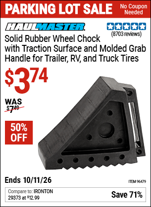 Harbor Freight Coupons, HF Coupons, 20% off - Solid Rubber Wheel Chock