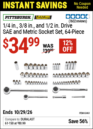 Harbor Freight Coupons, HF Coupons, 20% off - 64 Piece 1/4