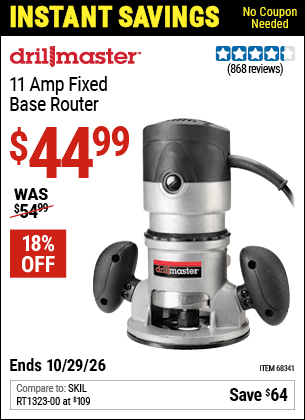 Harbor Freight Coupons, HF Coupons, 20% off - 2 Hp Fixed Base Router