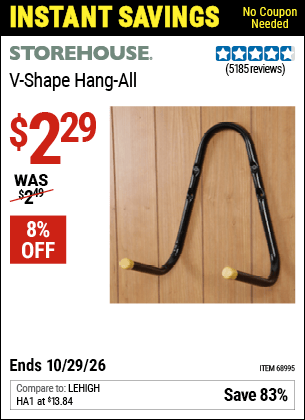 Harbor Freight Coupons, HF Coupons, 20% off - STOREHOUSE V-Shape Hang-All for $1.49