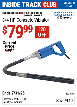 Harbor Freight Coupons, HF Coupons, 20% off - 3/4 Hp Concrete Vibrator