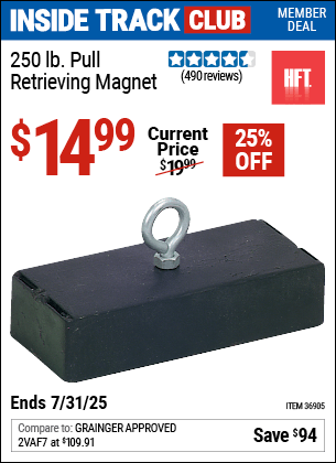 Harbor Freight Coupons, HF Coupons, 20% off - 250 Lb. Pull Retriving Magnet