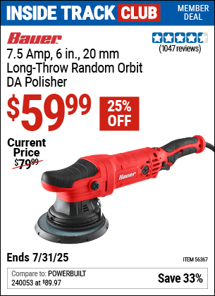 Harbor Freight Coupons, HF Coupons, 20% off - Corded 20mm Long-Throw Random Orbit 6 in. DA Polisher