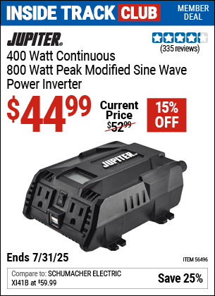 Harbor Freight Coupons, HF Coupons, 20% off - 400 Watt Continuous/800 Watt Peak Modified Sine Wave Power Inverter