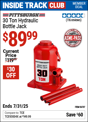 Harbor Freight Coupons, HF Coupons, 20% off - PITTSBURGH 30 Ton Hydraulic Bottle Jack 