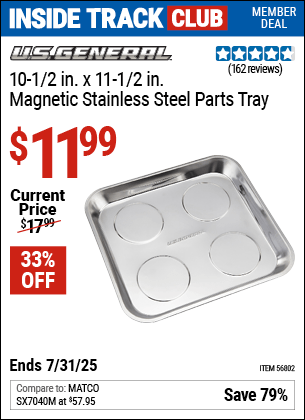 Harbor Freight Coupons, HF Coupons, 20% off - 10-1/2 in. x 11-1/2 in. Magnetic Stainless Steel Parts Tray