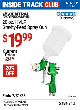 Harbor Freight Coupons, HF Coupons, 20% off - 20 oz. HVLP Gravity Feed Spray Gun
