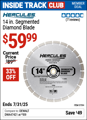Harbor Freight Coupons, HF Coupons, 20% off - 14 in. Segmented Diamond Blade