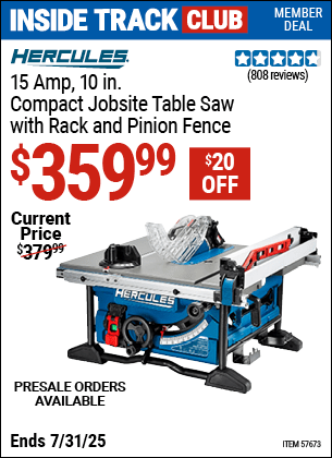 Harbor Freight Coupons, HF Coupons, 20% off - HERCULES 10 in. for $349.99