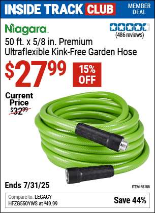Harbor Freight Coupons, HF Coupons, 20% off - NIAGARA 50 ft. Premium Ultra Flexible Kink Free Garden Hose 