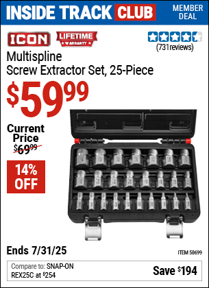 Harbor Freight Coupons, HF Coupons, 20% off - ICON Multispline Extractor Set, 25 Piece for $49.99