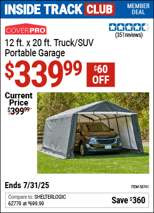 Harbor Freight Coupons, HF Coupons, 20% off - COVERPRO 12 ft. x 20 ft. Truck/SUV Portable Garage 
