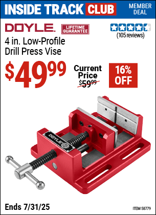 Harbor Freight Coupons, HF Coupons, 20% off - DOYLE 4 in. Low-Profile Drill Press Vise 