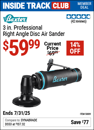 Harbor Freight Coupons, HF Coupons, 20% off - BAXTER 3 in. Professional Right Angle Disc Sander for $49.99