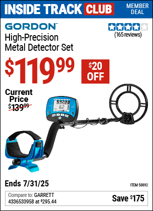 Harbor Freight Coupons, HF Coupons, 20% off - GORDON High Precision Metal Detector Set 