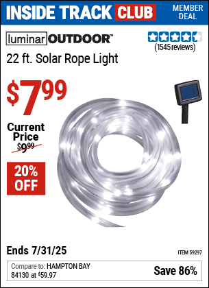 Harbor Freight Coupons, HF Coupons, 20% off - LUMINAR OUTDOOR 16 ft. Solar Rope Light for $7.92