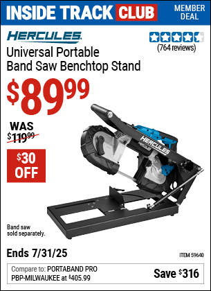 Harbor Freight Coupons, HF Coupons, 20% off - HERCULES Universal Portable Band Saw Benchtop Stand 