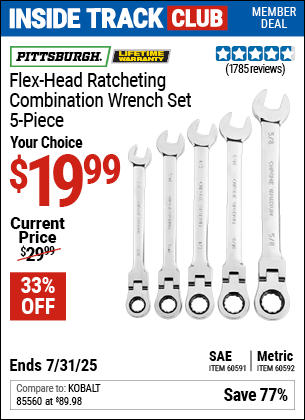 Harbor Freight Coupons, HF Coupons, 20% off - 5 Piece Flex-head Combo Wrench Sets