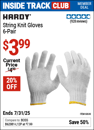 Harbor Freight Coupons, HF Coupons, 20% off - String Knit Gloves- 6 Pairs
