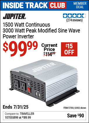 Harbor Freight Coupons, HF Coupons, 20% off - 1500 Watt Continuous/3000 Watt Peak Power Inverter