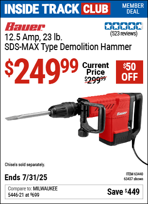 Harbor Freight Coupons, HF Coupons, 20% off - 12.5 Amp Sds Max. Type Pro Demolition Hammer Kit