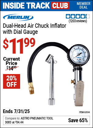 Harbor Freight Coupons, HF Coupons, 20% off - Dual Head Air Chuck Inflator with Dial Gauge