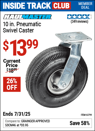 Harbor Freight Coupons, HF Coupons, 20% off - 10 in. Pneumatic Swivel Caster