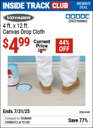 Harbor Freight Coupons, HF Coupons, 20% off - 4 Ft. X 12 Ft. Canvas Drop Cloth